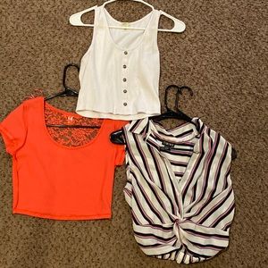Crop tops med/large all fit like a medium.